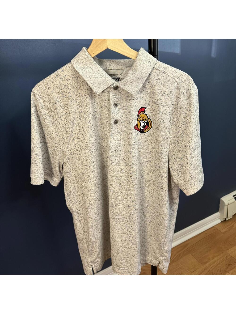 Cutter and Buck Polo Ottawa Senators Logo Mens Medium Grey Speckled